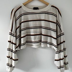 Striped Long Sleeve Crop Top